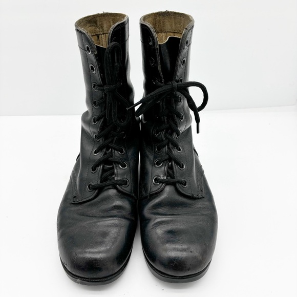 Black Military Leather PJ Combat Boots - Picture 2 of 10